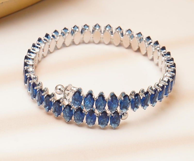 Wovanoo Rhinestone Cuff Bracelet Cubic Zirconia Tennis Bracelets Open Adjustable Elastic Bangle for Women - Image 5